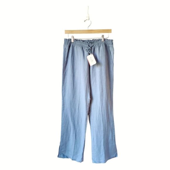 Salt Life Women's Linen Blend Elastic Waist Drawstring Pant Coastal Blue S NWT - Picture 5 of 12